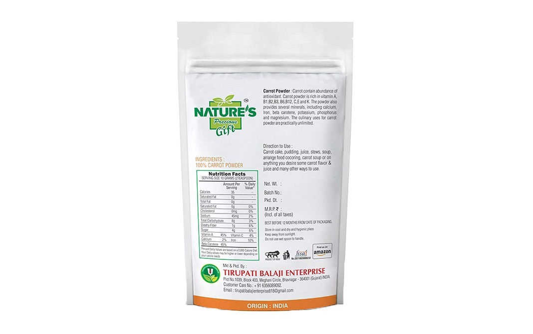 Nature's Gift Carrot Powder    Pack  400 grams